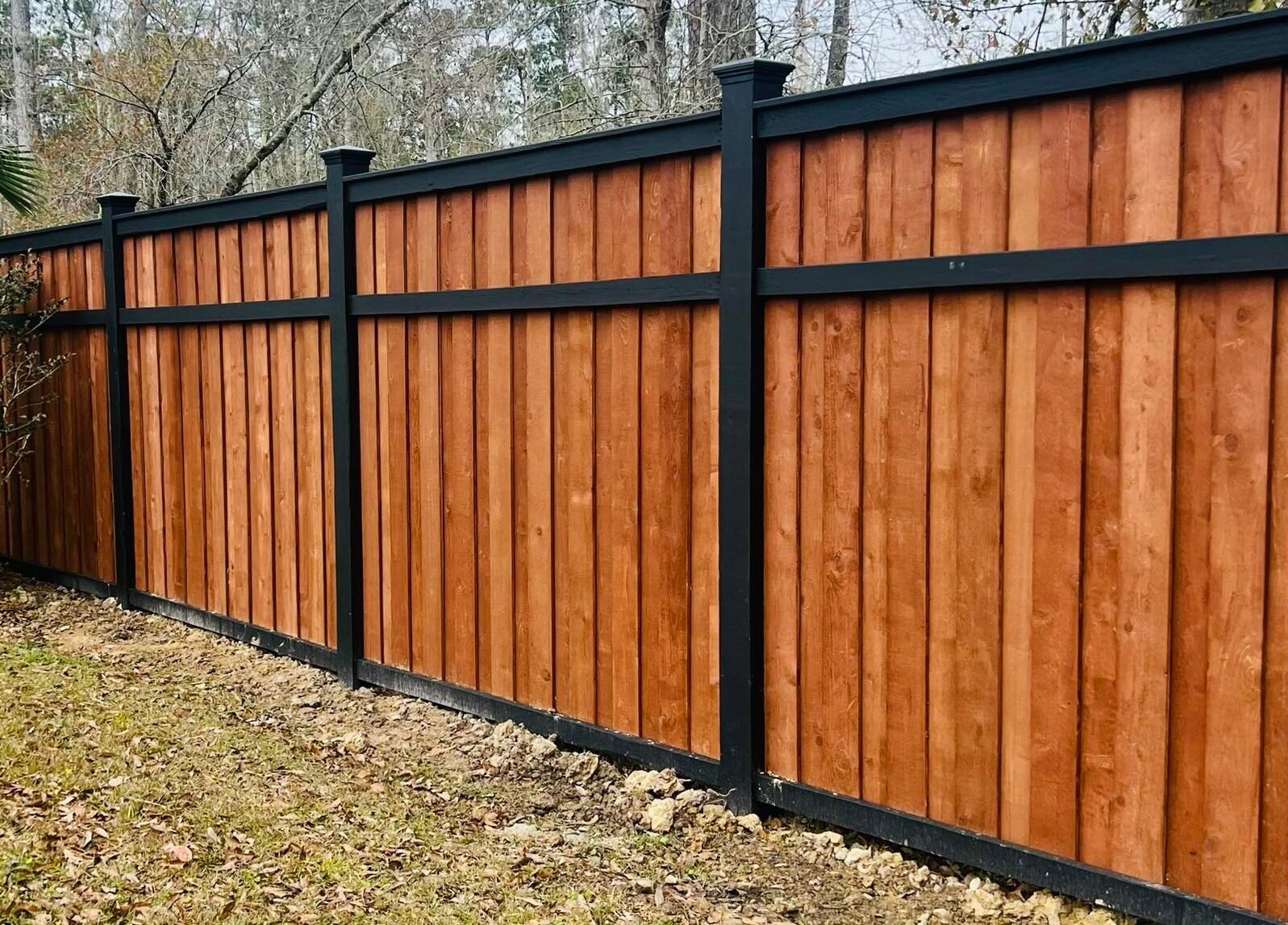 Cedar board-on-board privacy fence — Covington, Louisiana